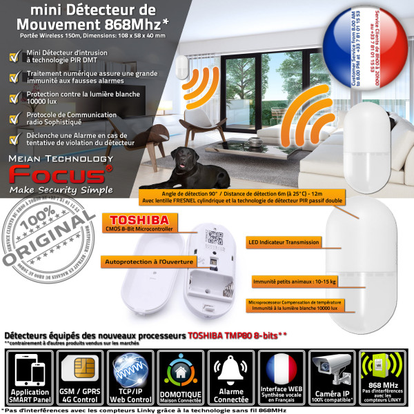 MC-565R DMT Meian FOCUS 868MHz Réseau Passif Système 868 4G Infrarouge MHz Sécurité GSM Détecteur Mouvement Centrale Alarme Conn